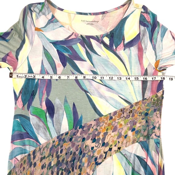 Soft Surroundings Mixed Print Floral Maxi Dress Petite Large Blue Green Resort - Picture 3 of 6